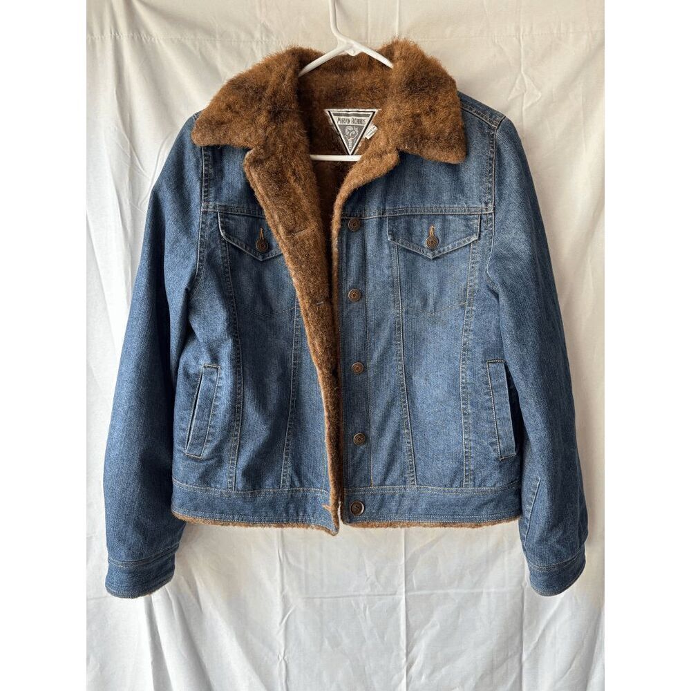 Marvin Richards Faux Fur Lined Denim Jacket Womens Size Small